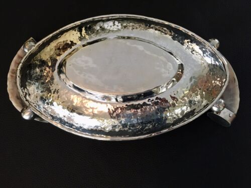 Alpaca Silver Tray With Goat Horn Handles Measuring 14” X 7 1/2”. 1 3/4” Depth. - Picture 4 of 9