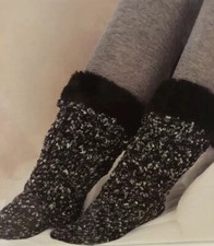 Jane And Bleeker Slipper Socks Shoe Size-4-10 Black Super SoftNEW