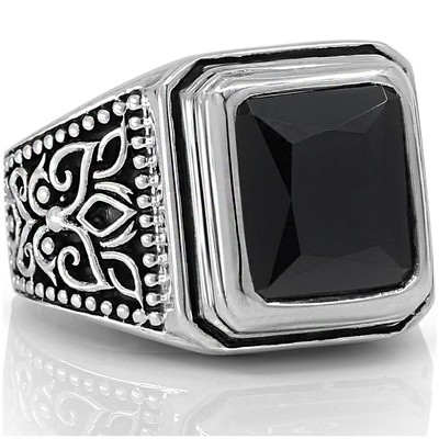 Mens Ring Black Stone Signet Ring Silver Ring 925 Silver/630 Mens Ring Black Stone Signet Ring Silver Ring 925 Silver/630