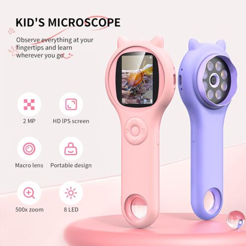 Pink and Purple Microscope for Kids-200X Portable Digital Mini Microscope- Your - Picture 2 of 5