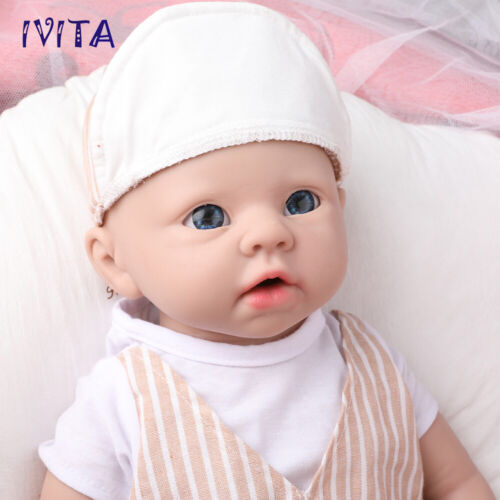 IVITA 20" Lovely Smile Boy Infant Lifelike Reborn Baby Full Body Silicone Doll - Picture 10 of 10