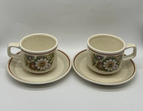 Lenox Temper-Ware Magic Garden Tea Cups and Saucers Set Of 2