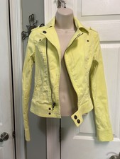 Mudd Vintage Y2k Size Xs Neon Denim Moto Jacket Women’s Crop Slim Fit Blazer