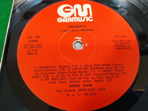 Emmanuelle y otros Exitos Mundiales - LP Vinilo 12" VG/VG - Imagen 2 de 4