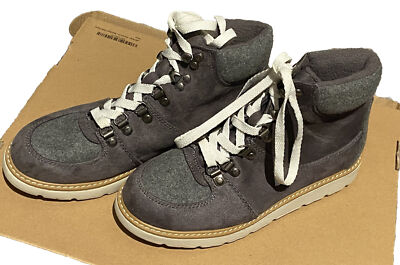Merona Womens Size 6.5 Boots Target Partial Wool Grey Ankle Lace Up Hiker Casual