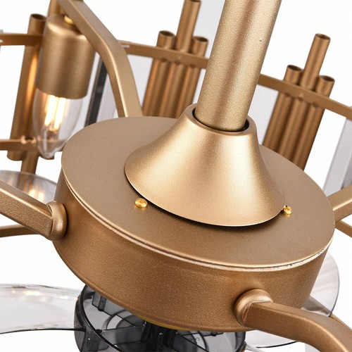 20" Ceiling Fan Lights Collection Enclosed Bladeless Chandeliers With Remote US - Picture 10 of 12