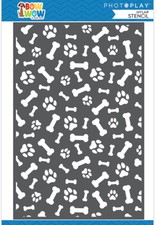 Crafts 6X9 Stencil Bow Wow Dog Bones Paw Prints Repeats