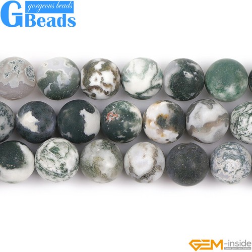 Chakra de ágata de árbol natural mate cuentas redondas fabricación de joyas de piedra 15" envío gratuito - Imagen 5 de 30