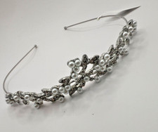Silver Pearl Rhinestone Tiara Wedding Prom Pageant Headband Elegant Crown Comfrt