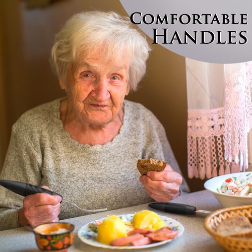Disabled Cutlery Set Elderly Grip Easy Eating Fork Spoon Disability Aid Comfort - Picture 4 of 52