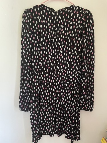 Zara Langarm Weiß & Rosa Potka Punkte Kleid Größe M Neu mit Etikett - Bild 6 von 9