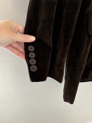 Vintage Limited American Women’s Dark Brown Velvet Button Blazer Jacket Size 14 - Picture 2 of 5