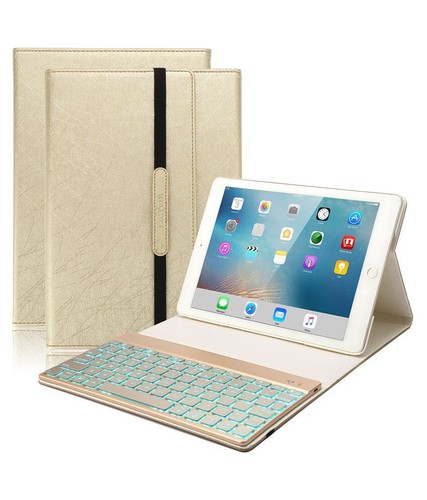 BoriYuan PU Leather Folio Stand Smart Cover Gold Weiß For Apple iPad Pro 9.7 NEU