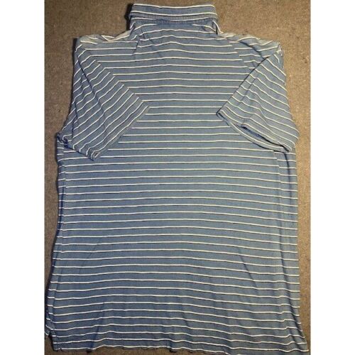 PETER MILLAR POLO mens shirt LARGE striped blue/white GOLF short sleeve - Picture 3 of 11