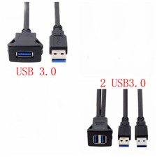 USB 3.0 Mount Adapter Dashboard Port Male Female Extension Cable Car Motorcycle