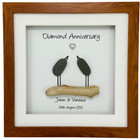 60th Diamond Wedding Anniversary Picture Frame Pebble Birds