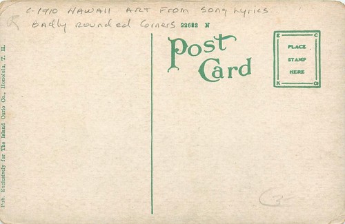 Hawaii Kunstform Liedtext The Island Curio Co C-1910 Postkarte 24-8339 - Bild 2 von 2