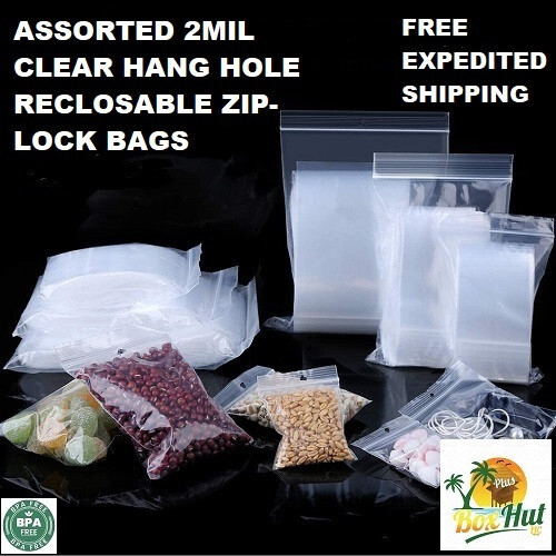 Klar Kunststoff Druckverschluss Verschluss oben Wiederverschließbar Poly Schmuck Beutel 2 Mil Aufhängeloch - Bild 1 von 1