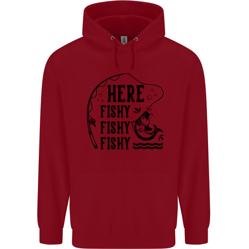 Here Fishy Fishy Funny Fishing Fisherman Childrens Kids Hoodie - Picture 19 of 80