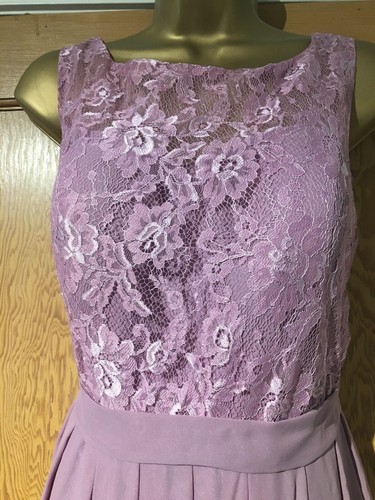 Hand Made Evening Dress Size 16 Lilac Purple Lace Detail Stunning - Picture 7 of 7