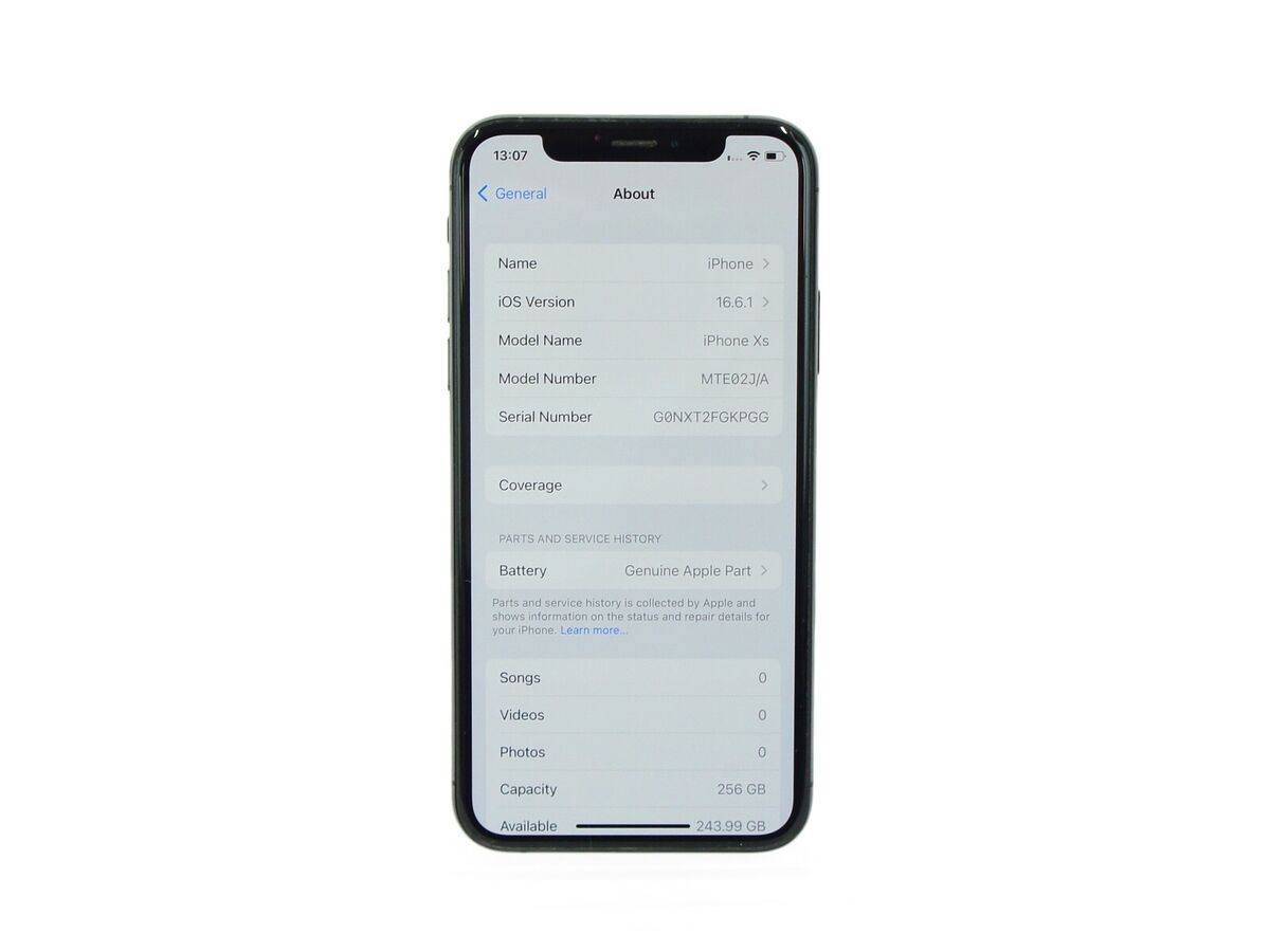 Apple iPhone XS 256GB Black A2098 MTE02J/A - Unlocked Apple iPhone XS 256GB Black A2098 MTE02J/A - Unlocked