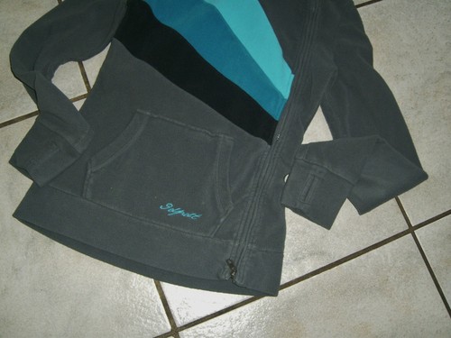 Super Fleece Jacke SUBLEVEL Gr. 152 grau türkis asymetrischer Reißverschluß - Bild 3 von 3