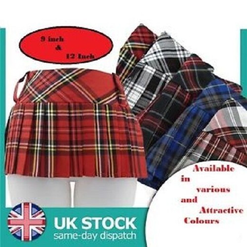 New Ladies Teens Party Club Mini Micro 12" Pleated Tartan Hipster Skirt Kilt - Picture 1 of 4