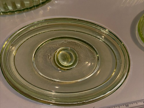 Green Depression Uranium Vaseline Glass Oval Refrigerator Dishes w/Lids Vintage - Picture 15 of 23