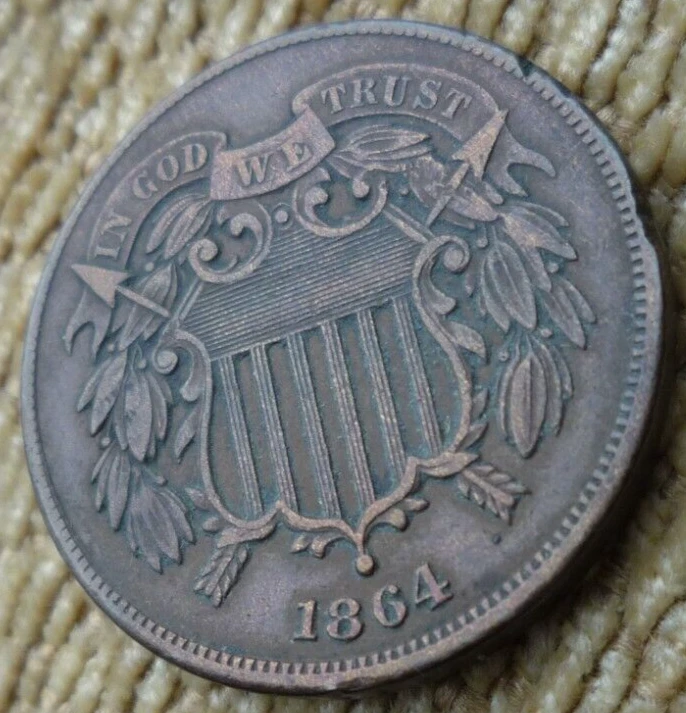 1864(MINT++) NICE TONE AND COLOR+++!(LRG MOTTO) TWO CENT PIECE - BEAUTY!! - Image 2 of 4