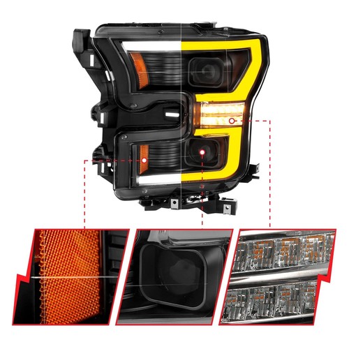 ANZO USA Ford F-150 15-17 Projector Full LED Switchback Headlights Black Amber - Picture 3 of 6
