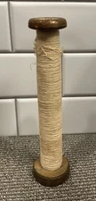 Vintage Wooden Textile Mill Thread Spool with Thread 8”