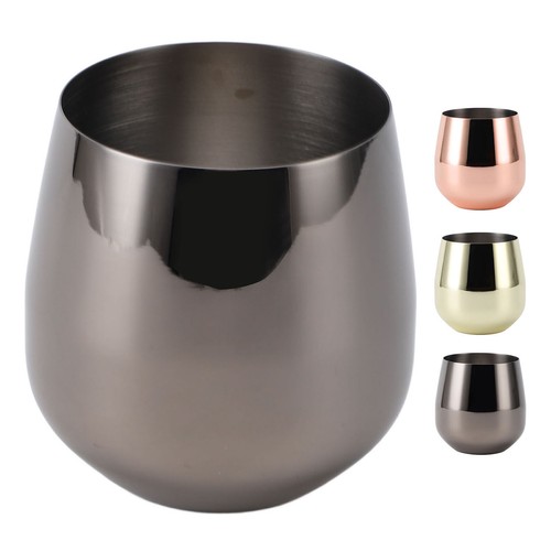 Stainless Steel Wine Glass Stemless Egg Shape 550ml Unbreakable Portable for Bar