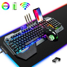 Wireless Gaming Keyboard and Mouse Sets 16 RGB LED Backlit 4800mAh for Laptop PC