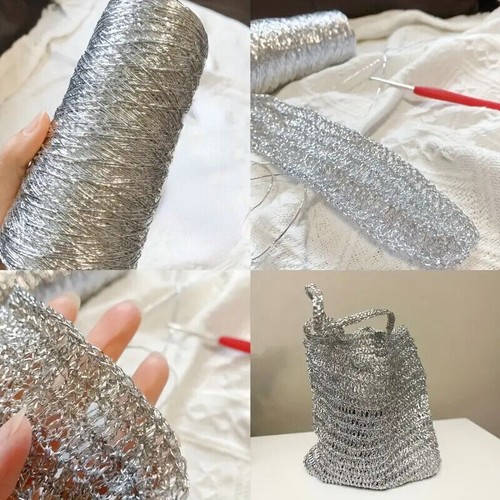 200g Sparkling Metallic Crochet Yarn 1mm Woven Wire Kniting Thread Sewing Shiny - Picture 10 of 29