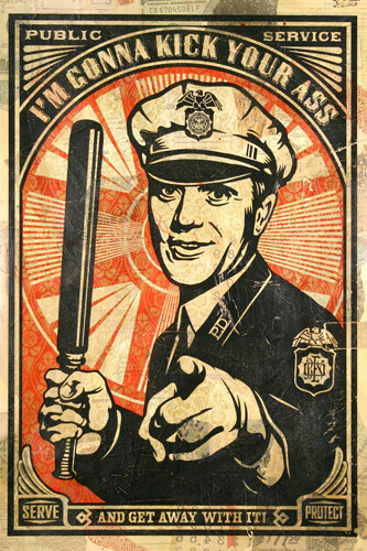 SATIRICAL RETRO COP POSTER WITH BILLY CLUB POSTER colorful in uniform 20x30-UW0 - Afbeelding 1 van 1