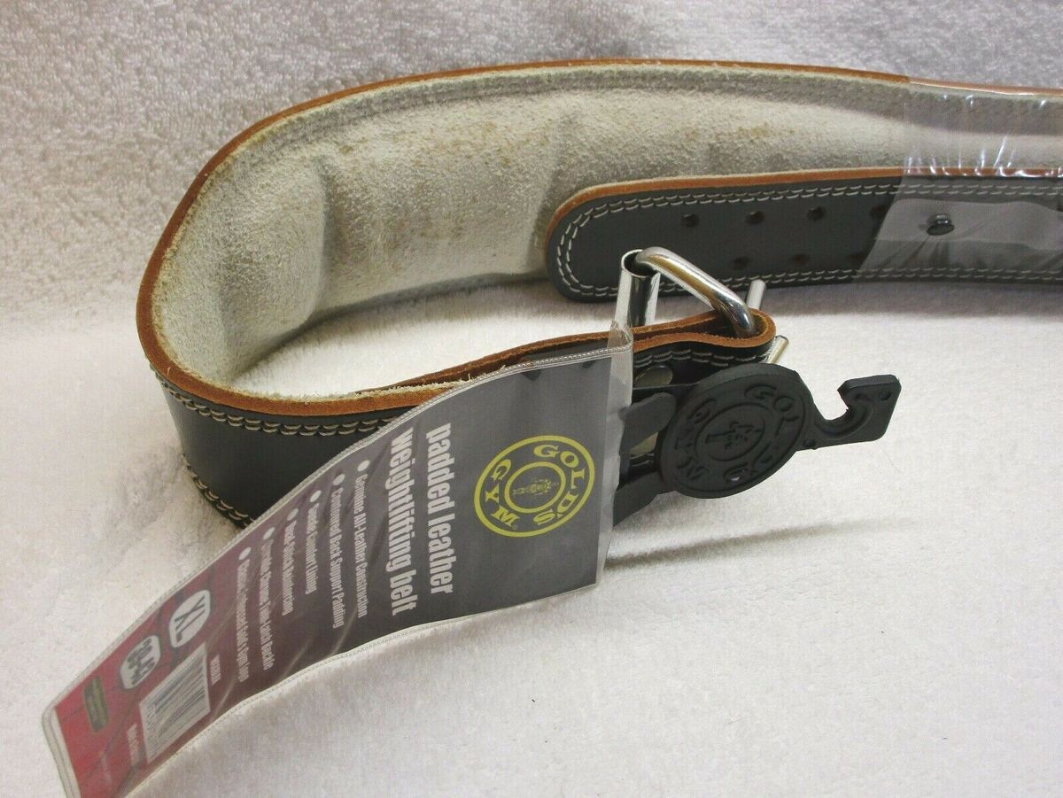 Gold s Gym Padded Leather Belt Weight Lifting Workout Gym Training