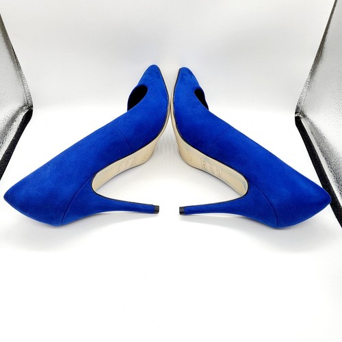 Aldo Nydaudia Cobalt Blue Suede Asymmetrical Cut Pointed Toe Pumps Heels Sz 8.5 - Picture 3 of 10