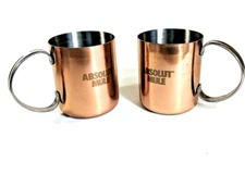 Absolut Copper Moscow Mule Mugs a Pair Lot of 2 Barware