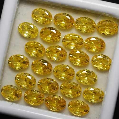 Lote de 8 piedras preciosas sueltas CERTIFICADAS corte ovalado de 7x5 mm zafiro amarillo natural - Imagen 4 de 5