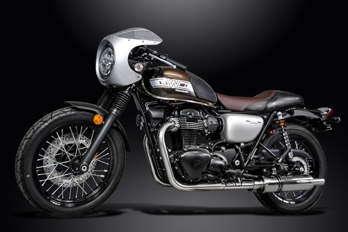 Kawasaki W650 W800 2019-2024 komplette Auspuffanlage 350mm Edelstahl rund Schalldämpfer - Bild 8 von 8