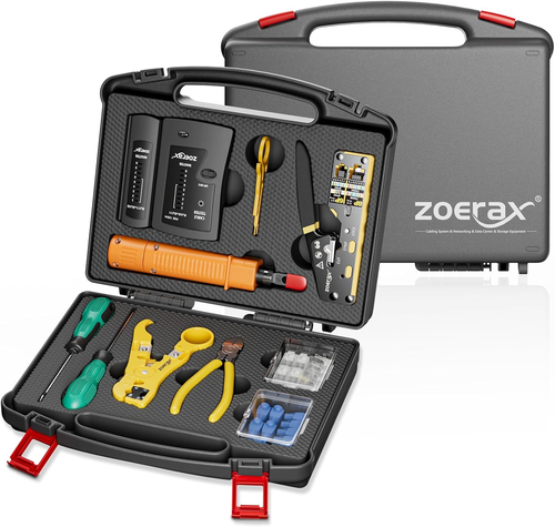 Network Tool Kit, ZOERAX 11 in 1 Professional RJ45 Crimp Tool Kit - Pass through
