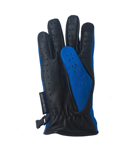 Driving Motorcycle Chauffeur Gloves PAIRS Leather Red Blue V elcro - Picture 11 of 24