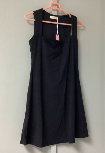 NWT! QINSEN Women's Square Neck Bodice Dress Sports Tennis Golf Black Size XL