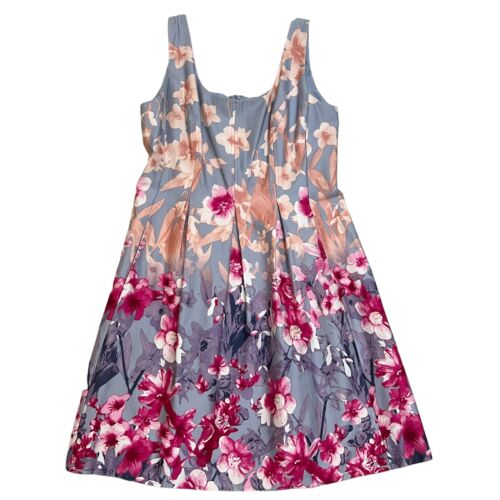 Nine West Fit & Flare Sleeveless Dress Jazzberry Combo Floral Print Size 14 NWT - Picture 7 of 11