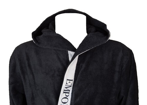 EMPORIO ARMANI Bademantel Baumwollfrottee gekreuzt mit Kapuze Taschen und - Bild 4 von 11