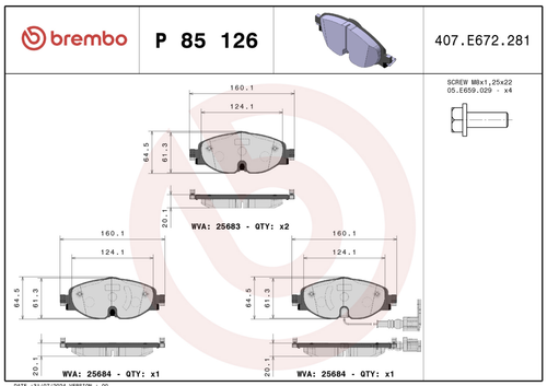 Brembo P 85 126 brake pads - Picture 1 of 4