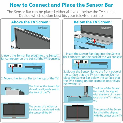 SENSOR BAR FOR NINTENDO WII & WII U WITH STAND WIRED INFRARED RECEIVER - NEW - Picture 7 of 9