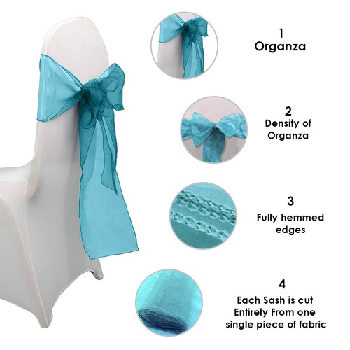 1 – 100pcs Organza Chair Cintos Lazos para Fiesta Boda Decor 17x280cm Multicolor - Imagen 232 de 309