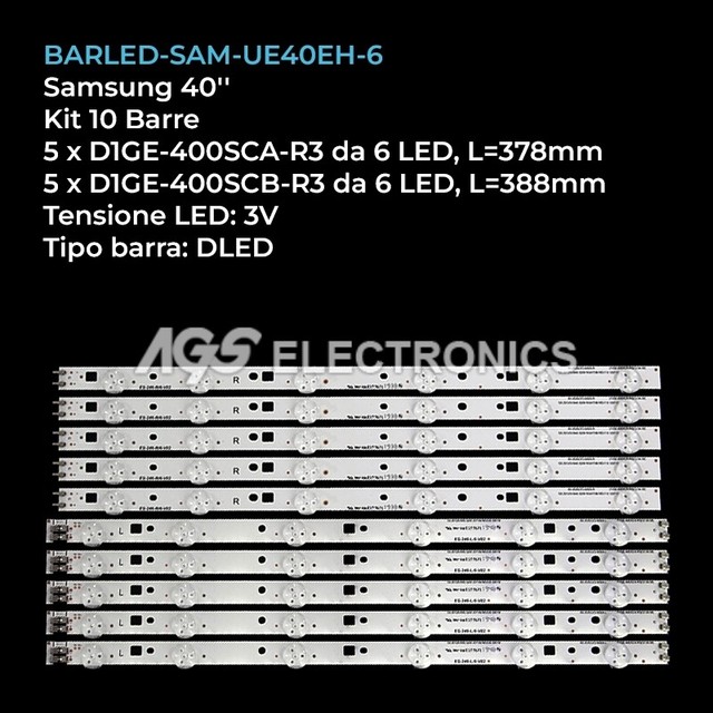 KIT 10 BARRE STRIP LED TV SAMSUNG 2012SVS40-3228-LEFT/RIGHT 40-3535LED-60EA-L/R KIT 10 BARRE STRIP LED TV SAMSUNG 2012SVS40-3228-LEFT/RIGHT 40-3535LED-60EA-L/R