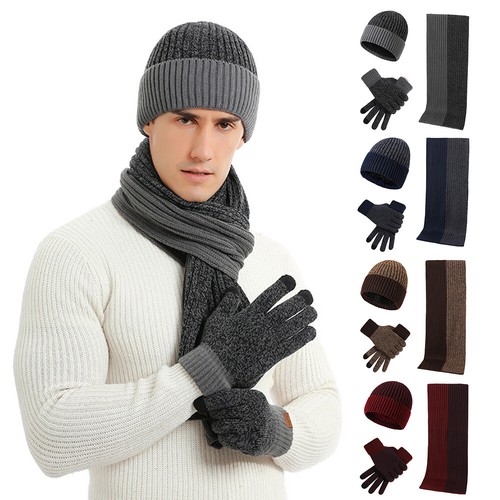 3 Teile/Set Winter Beanie Mütze Schal Handschuhe Outdoor Ski Winddicht Warm Schal Sets- - Bild 4 von 22